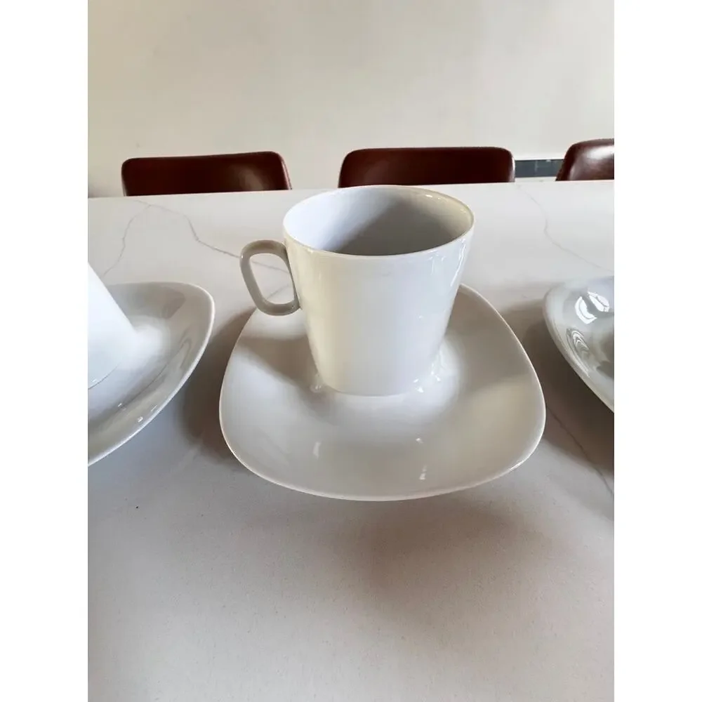18pc Gerald Gulotta Block Langenthal Transition White Coffee Set + Platter MCM